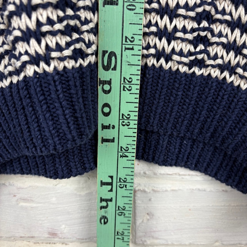 Vince Marled Knit Crewneck Sweater Womens Size XS Navy Cream Cotton Chunky Cozy - Picture 7 of 7
